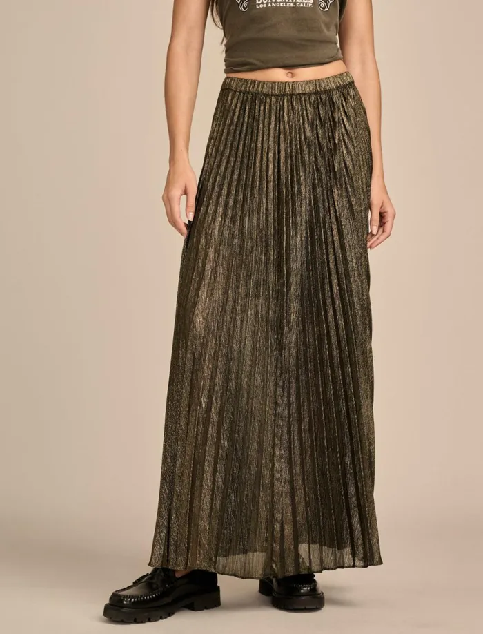 Lucky Brand Skirts Women Pleated Midi Skirt Gold