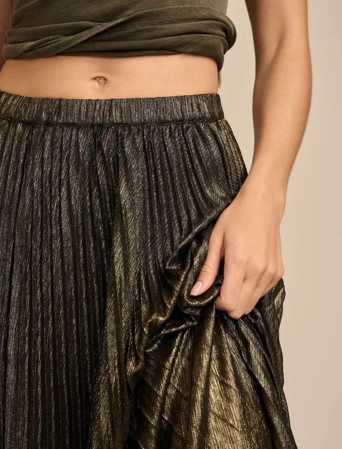 Lucky Brand Skirts Women Pleated Midi Skirt Gold
