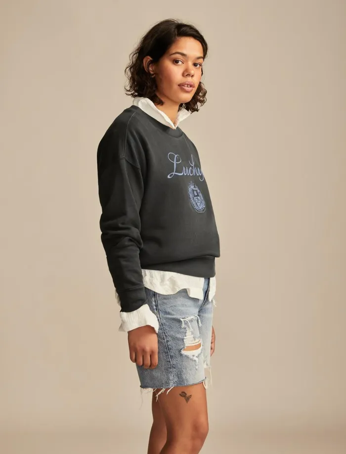 Lucky Brand Sweaters and Sweatshirts Women Lucky Logo Crew Neck Dark Shadow