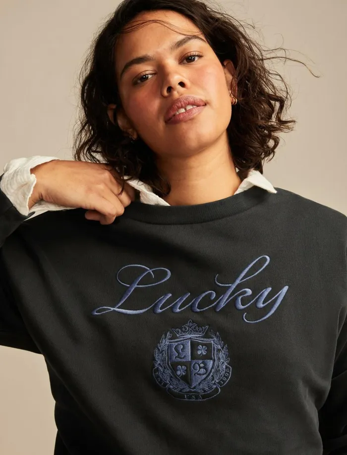 Lucky Brand Sweaters and Sweatshirts Women Lucky Logo Crew Neck Dark Shadow