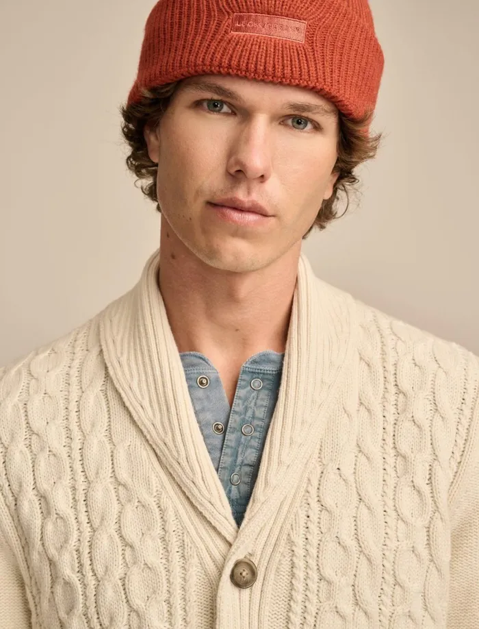 Lucky Brand Sweaters Men Cable Shawl Cardigan Tofu