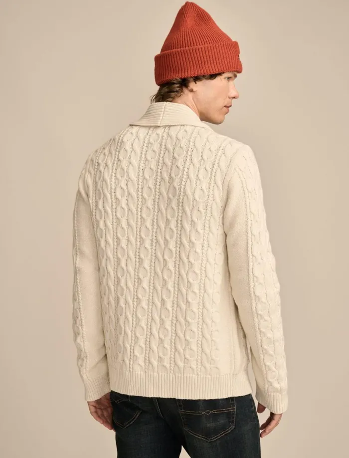 Lucky Brand Sweaters Men Cable Shawl Cardigan Tofu