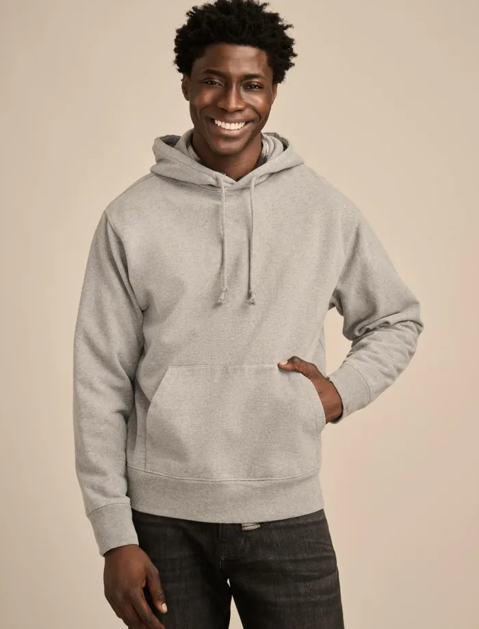 Lucky Brand Sweaters Men Relaxed Fleece Hoodie Heather Grey