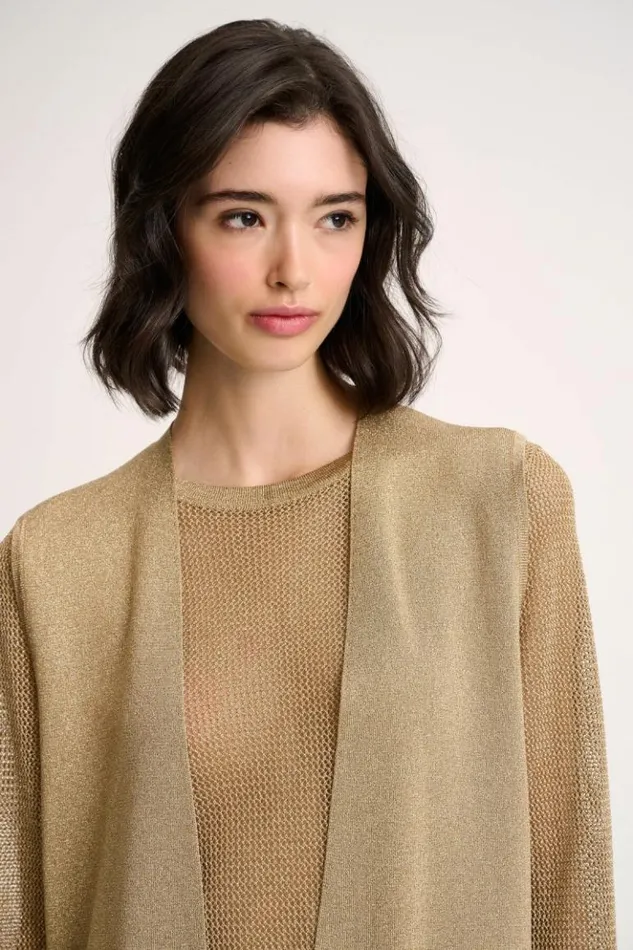 Luisa Spagnoli Cardigan Zio 8211 Lurex Vest Yellow 8211 Women Luisa Spagnoli Cardigan Zio 8211 Lurex Vest Yellow 8211 Women