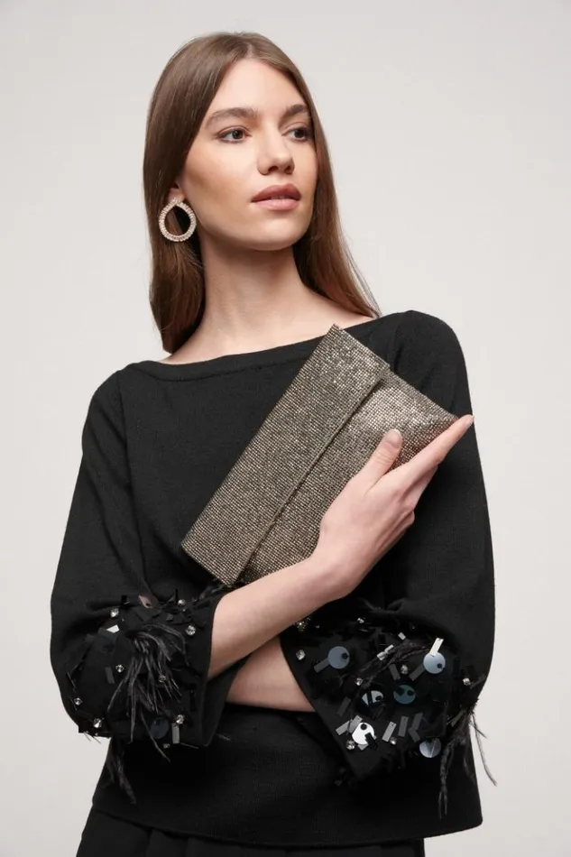 Luisa Spagnoli Clutch And Pochette Imma 8211 Rhinestone Clutch Bag Smokegunmetal 8211 Women Luisa Spagnoli Clutch And Pochette Imma 8211 Rhinestone Clutch Bag Smokegunmetal 8211 Women
