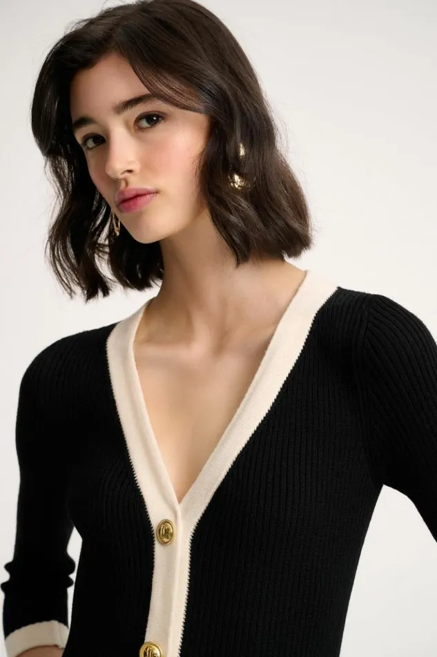 Luisa Spagnoli Dresses and Jumpsuits Microfilm 8211 Longuette Wool Dress Blackcream 8211 Women Luisa Spagnoli Dresses and Jumpsuits Microfilm 8211 Longuette Wool Dress Blackcream 8211 Women