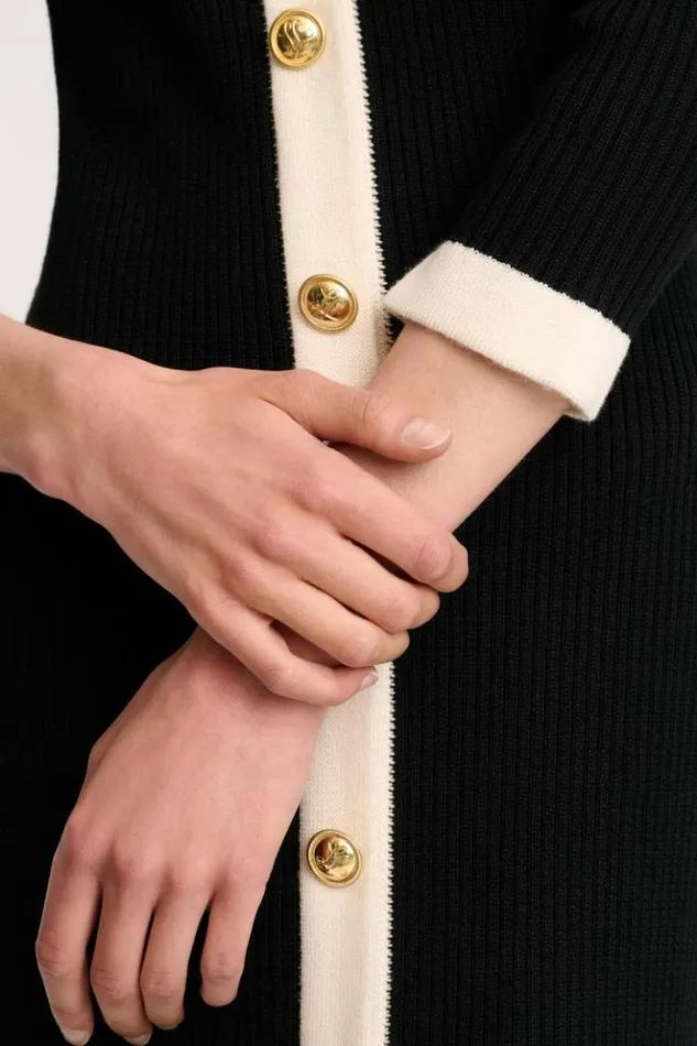 Luisa Spagnoli Dresses and Jumpsuits Microfilm 8211 Longuette Wool Dress Blackcream 8211 Women Luisa Spagnoli Dresses and Jumpsuits Microfilm 8211 Longuette Wool Dress Blackcream 8211 Women