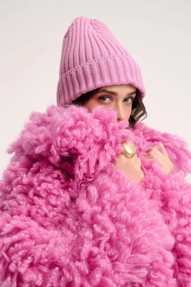 Luisa Spagnoli Hats And Gloves Merin 8211 Ribbed Hat 8211 Fashion Show Pink 8211 Women