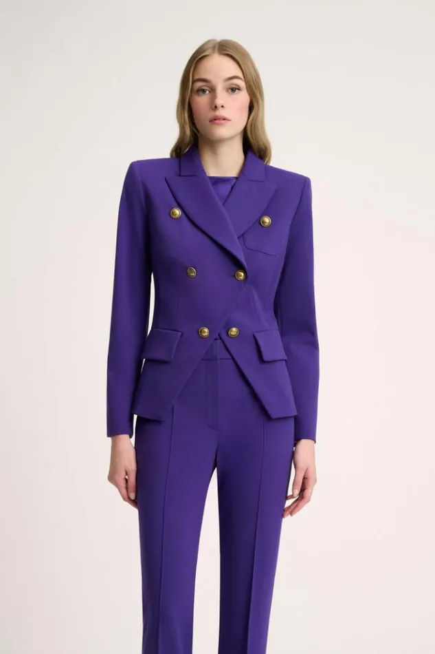 Luisa Spagnoli Jackets and Blazers Segrate 8211 Cropped DoubleBreasted Jacket Purple 8211 Women Luisa Spagnoli Jackets and Blazers Segrate 8211 Cropped DoubleBreasted Jacket Purple 8211 Women