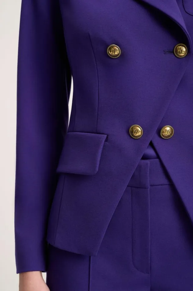 Luisa Spagnoli Jackets and Blazers Segrate 8211 Cropped DoubleBreasted Jacket Purple 8211 Women Luisa Spagnoli Jackets and Blazers Segrate 8211 Cropped DoubleBreasted Jacket Purple 8211 Women