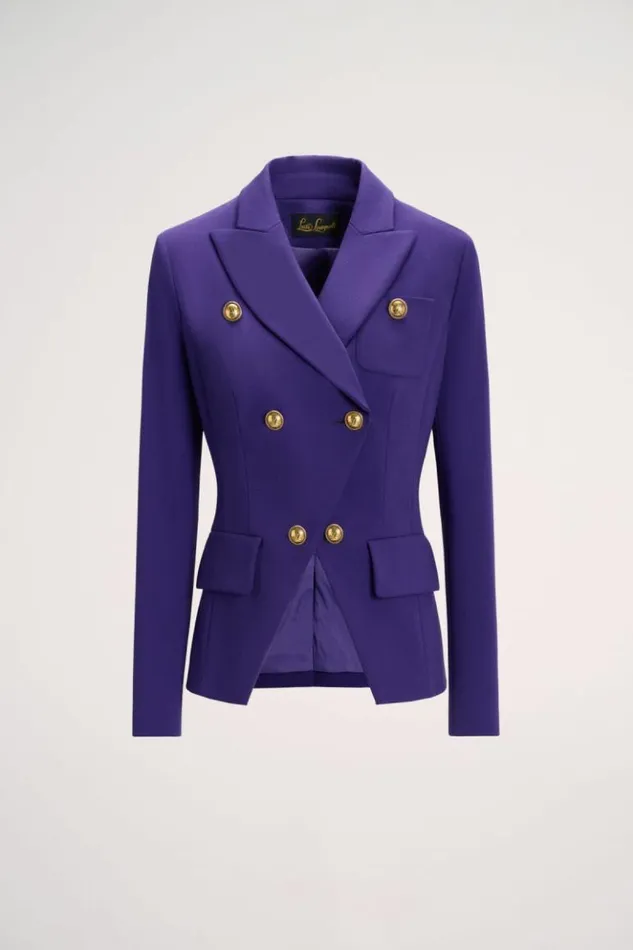 Luisa Spagnoli Jackets and Blazers Segrate 8211 Cropped DoubleBreasted Jacket Purple 8211 Women Luisa Spagnoli Jackets and Blazers Segrate 8211 Cropped DoubleBreasted Jacket Purple 8211 Women