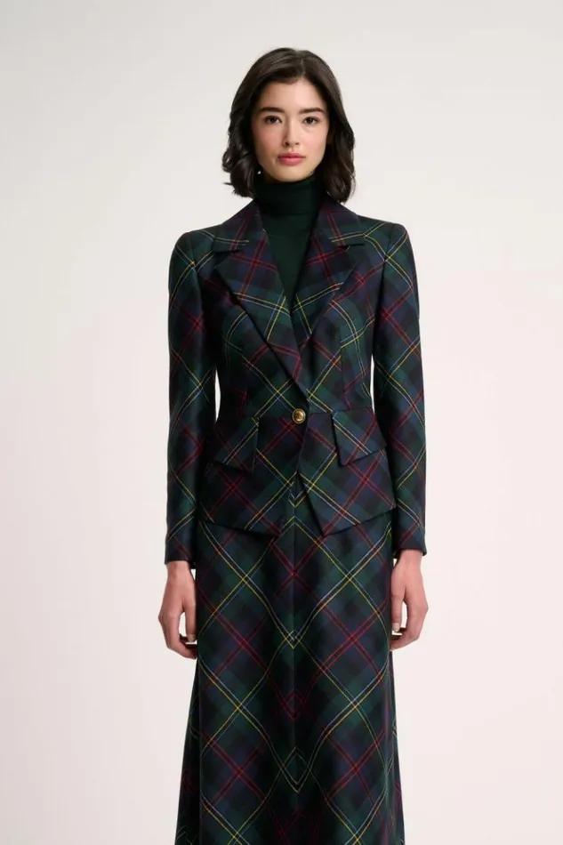 Luisa Spagnoli Jackets and Blazers Soluzione 8211 Tartan Blazer Greenblue 8211 Women