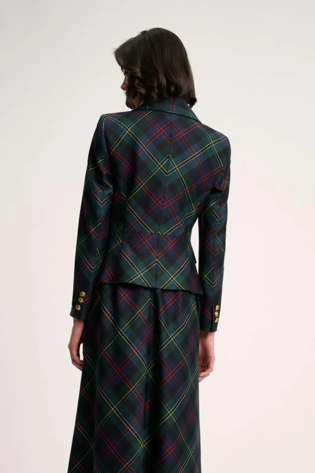 Luisa Spagnoli Jackets and Blazers Soluzione 8211 Tartan Blazer Greenblue 8211 Women Luisa Spagnoli Jackets and Blazers Soluzione 8211 Tartan Blazer Greenblue 8211 Women