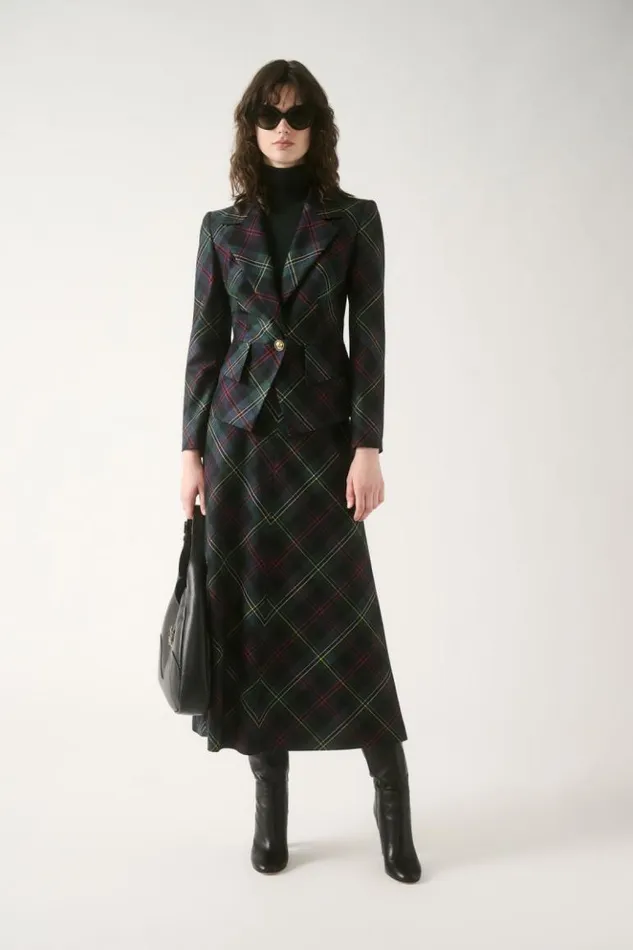 Luisa Spagnoli Jackets and Blazers Soluzione 8211 Tartan Blazer Greenblue 8211 Women Luisa Spagnoli Jackets and Blazers Soluzione 8211 Tartan Blazer Greenblue 8211 Women