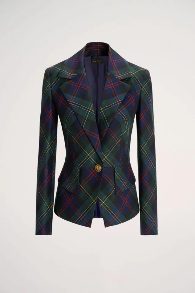 Luisa Spagnoli Jackets and Blazers Soluzione 8211 Tartan Blazer Greenblue 8211 Women Luisa Spagnoli Jackets and Blazers Soluzione 8211 Tartan Blazer Greenblue 8211 Women