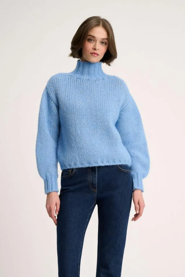 Luisa Spagnoli Knitwear Coccolo 8211 Lurex Pullover Light Blue 8211 Women