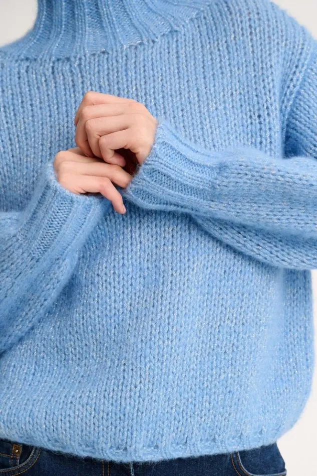 Luisa Spagnoli Knitwear Coccolo 8211 Lurex Pullover Light Blue 8211 Women