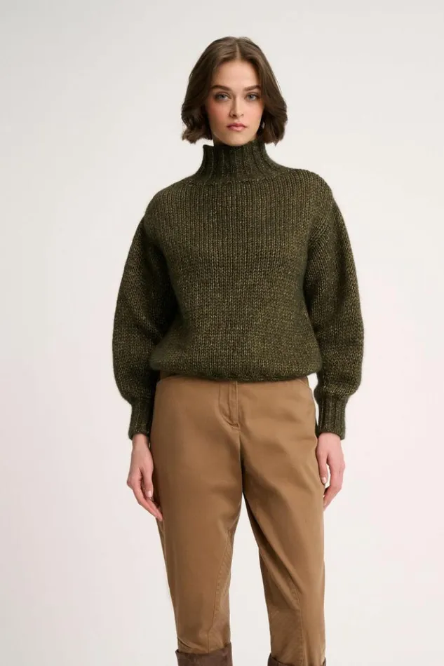 Luisa Spagnoli Knitwear Coccolo 8211 Lurex Pullover Military Green 8211 Women Luisa Spagnoli Knitwear Coccolo 8211 Lurex Pullover Military Green 8211 Women