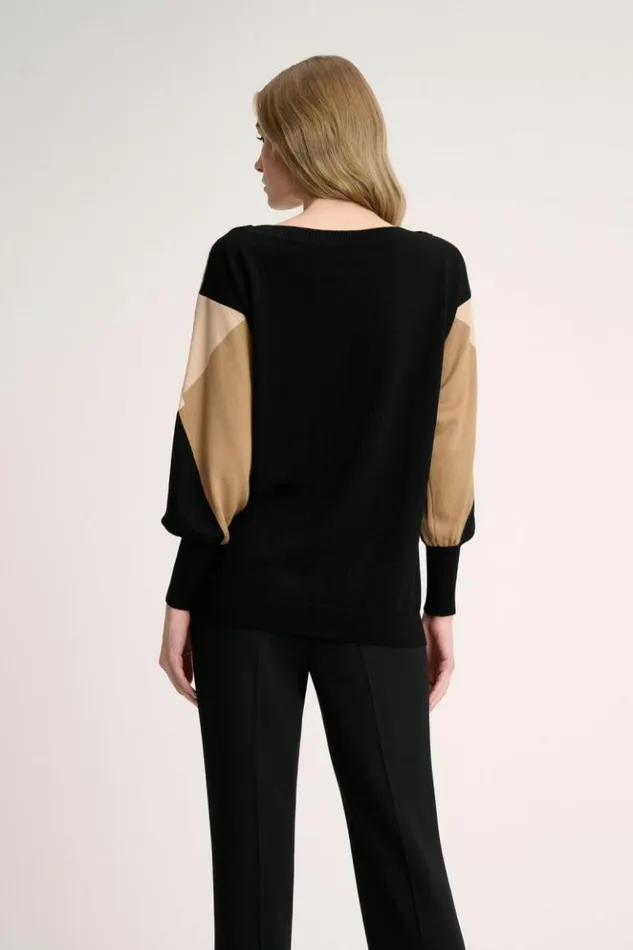 Luisa Spagnoli Knitwear Magneti 8211 Pullover With Diamond Pattern Blackcamel 8211 Women Luisa Spagnoli Knitwear Magneti 8211 Pullover With Diamond Pattern Blackcamel 8211 Women
