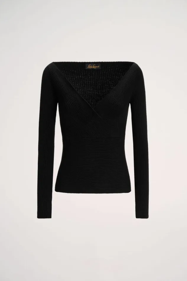 Luisa Spagnoli Knitwear Momenti 8211 VNeck Pullover Black 8211 Women Luisa Spagnoli Knitwear Momenti 8211 VNeck Pullover Black 8211 Women