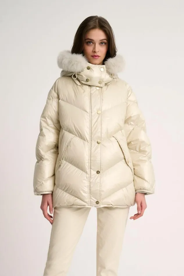 Luisa Spagnoli Outerwear Sconto 8211 Quilted Jacket With Hood Butter 8211 Women Luisa Spagnoli Outerwear Sconto 8211 Quilted Jacket With Hood Butter 8211 Women