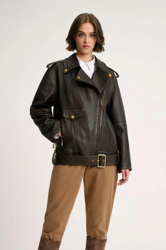 Luisa Spagnoli Outerwear Singolo 8211 Aviator Jacket Brown 8211 Women Luisa Spagnoli Outerwear Singolo 8211 Aviator Jacket Brown 8211 Women