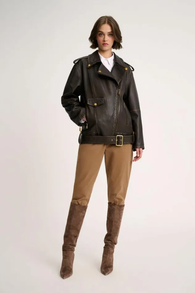 Luisa Spagnoli Outerwear Singolo 8211 Aviator Jacket Brown 8211 Women Luisa Spagnoli Outerwear Singolo 8211 Aviator Jacket Brown 8211 Women