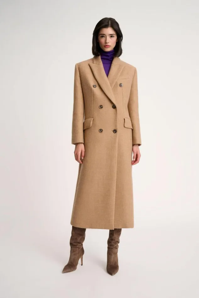 Luisa Spagnoli Outerwear Strofe 8211 DoubleBreasted Coat Camel 8211 Women