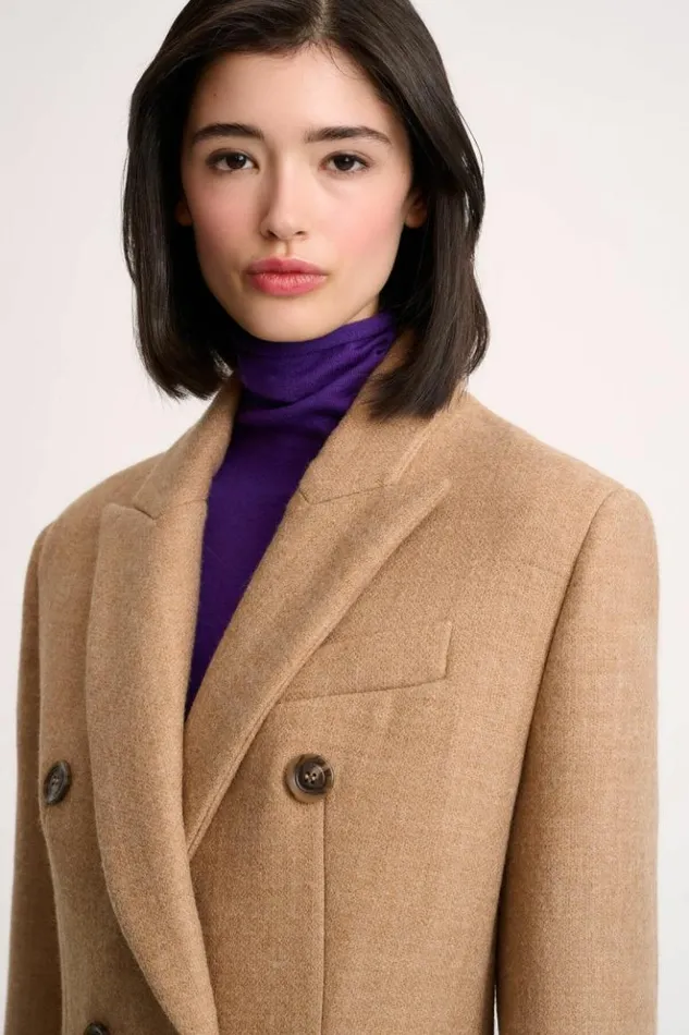 Luisa Spagnoli Outerwear Strofe 8211 DoubleBreasted Coat Camel 8211 Women Luisa Spagnoli Outerwear Strofe 8211 DoubleBreasted Coat Camel 8211 Women