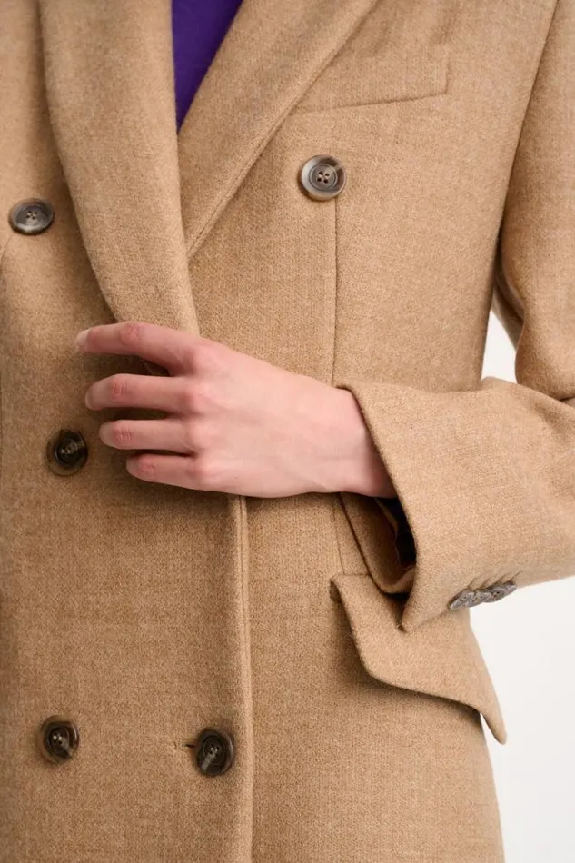 Luisa Spagnoli Outerwear Strofe 8211 DoubleBreasted Coat Camel 8211 Women Luisa Spagnoli Outerwear Strofe 8211 DoubleBreasted Coat Camel 8211 Women