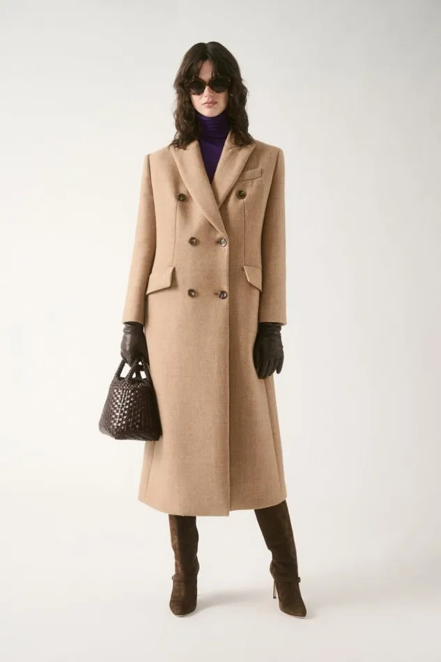 Luisa Spagnoli Outerwear Strofe 8211 DoubleBreasted Coat Camel 8211 Women Luisa Spagnoli Outerwear Strofe 8211 DoubleBreasted Coat Camel 8211 Women