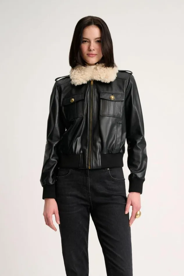 Luisa Spagnoli Outerwear Svincolo 8211 Aviator Jacket Black 8211 Women Luisa Spagnoli Outerwear Svincolo 8211 Aviator Jacket Black 8211 Women