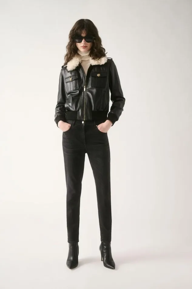 Luisa Spagnoli Outerwear Svincolo 8211 Aviator Jacket Black 8211 Women Luisa Spagnoli Outerwear Svincolo 8211 Aviator Jacket Black 8211 Women