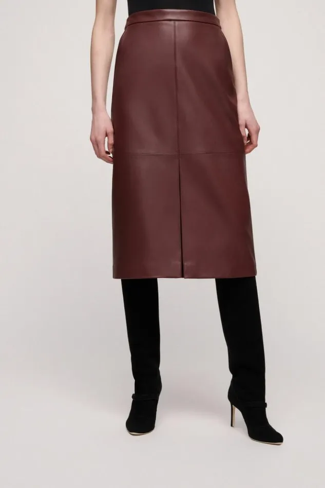 Luisa Spagnoli Skirts And Shorts Federale 8211 Leather Skirt Burgundy 8211 Women