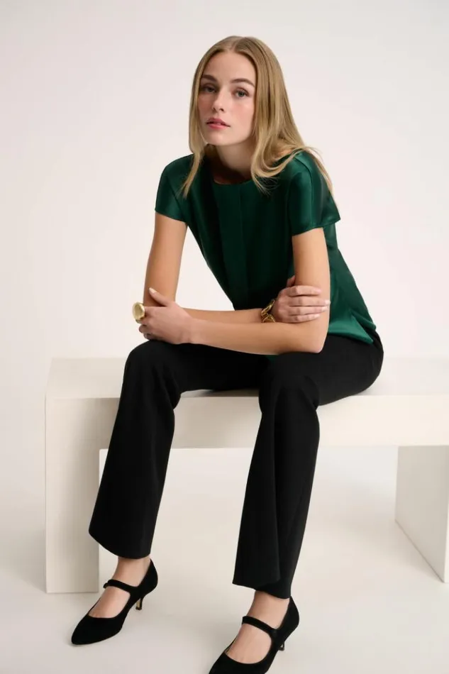 Luisa Spagnoli Tops And TShirts Legale 8211 Short Sleeve Blouse Bottlegreen 8211 Women