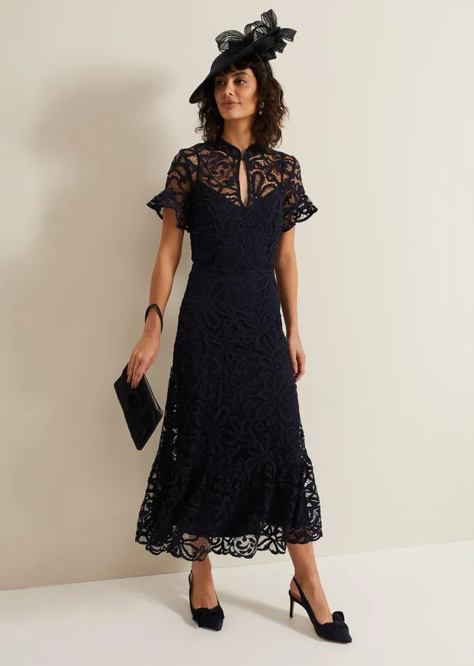 Lula Lace Dress Navy Women Phase Eight Dresses
