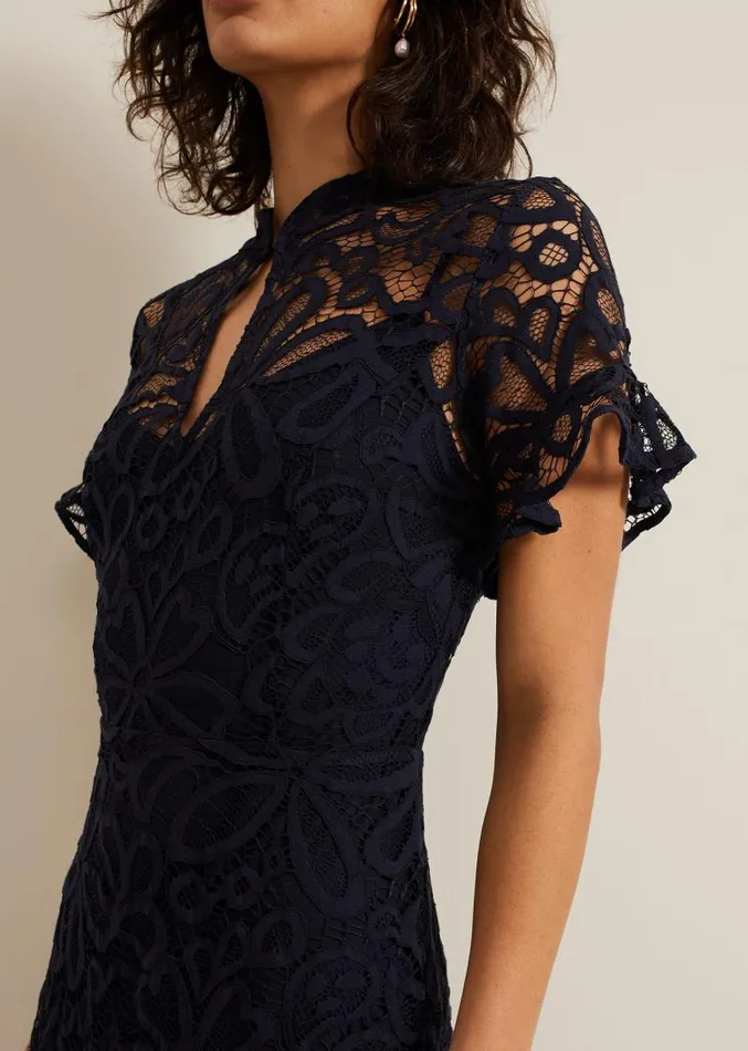 Lula Lace Dress Navy Women Phase Eight Dresses