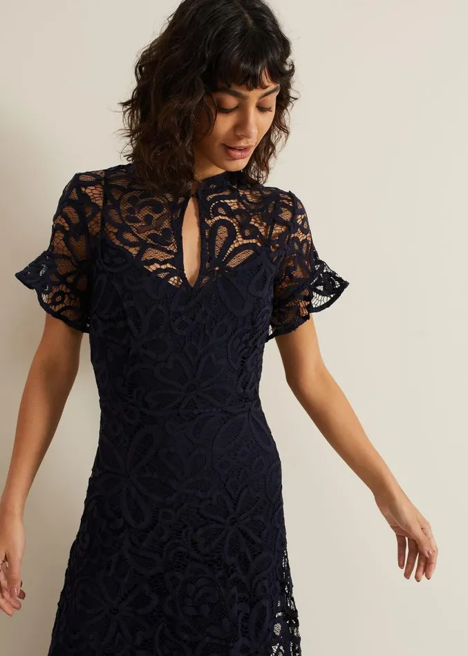 Lula Lace Dress Navy Women Phase Eight Dresses