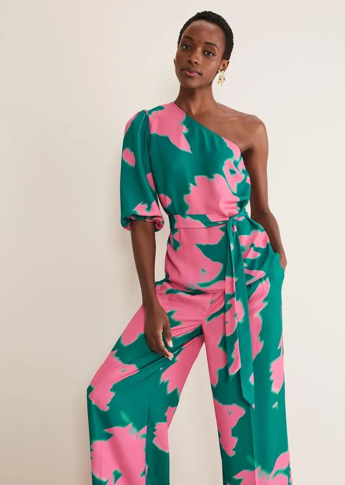 Madison One Shoulder CoOrd Blouse Greenpink Women Phase Eight Shirts and Blouses