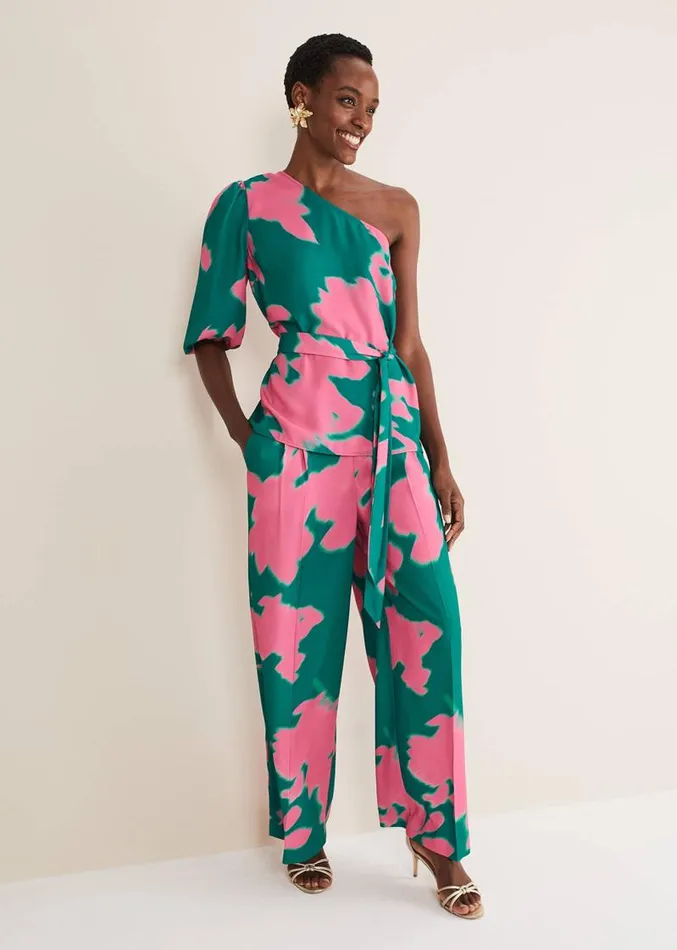 Madison One Shoulder CoOrd Blouse Greenpink Women Phase Eight Shirts and Blouses Madison One Shoulder CoOrd Blouse Greenpink Women Phase Eight Shirts and Blouses