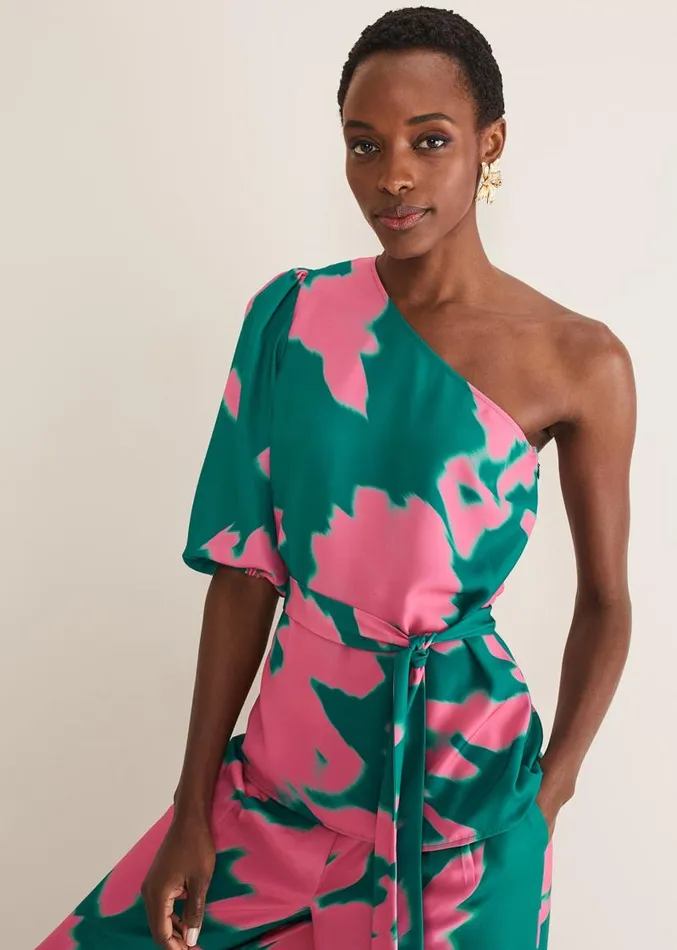 Madison One Shoulder CoOrd Blouse Greenpink Women Phase Eight Shirts and Blouses Madison One Shoulder CoOrd Blouse Greenpink Women Phase Eight Shirts and Blouses