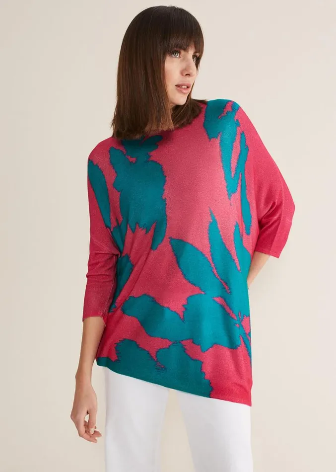 Madison Printed Asymmetric Hem Jumper Multicoloured Women Phase Eight Knitwear