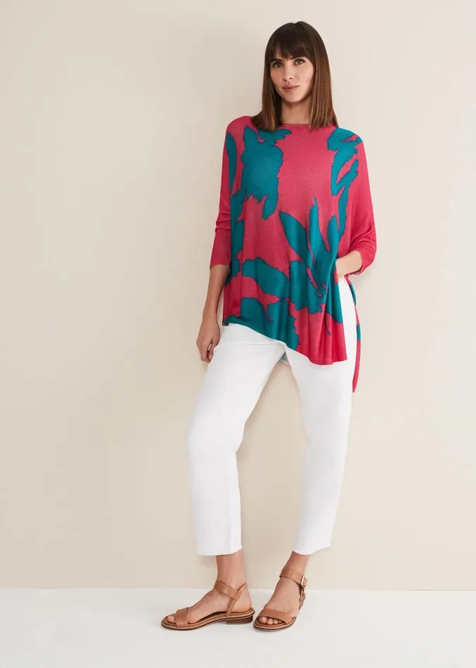 Madison Printed Asymmetric Hem Jumper Multicoloured Women Phase Eight Knitwear Madison Printed Asymmetric Hem Jumper Multicoloured Women Phase Eight Knitwear