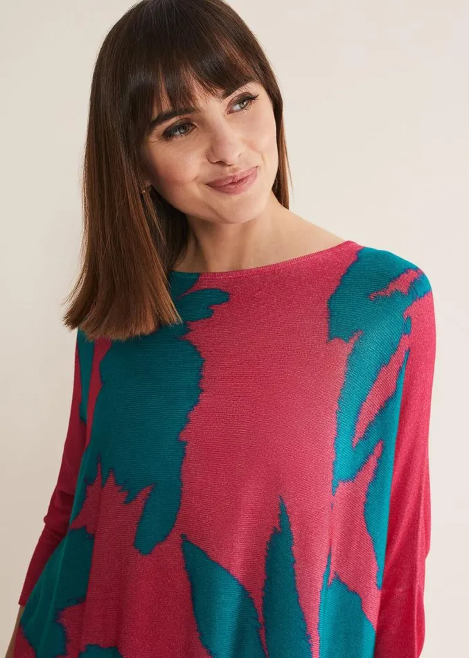 Madison Printed Asymmetric Hem Jumper Multicoloured Women Phase Eight Knitwear Madison Printed Asymmetric Hem Jumper Multicoloured Women Phase Eight Knitwear