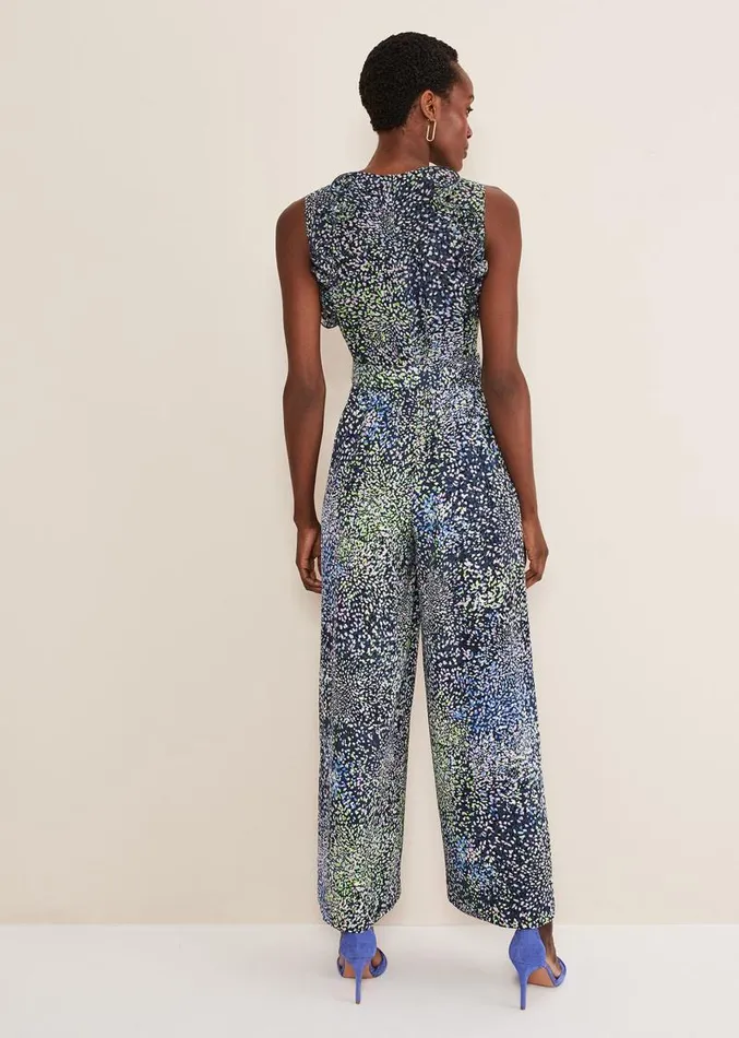 Maggie Ditsy Ruffle Jumpsuit Navymulti Women Phase Eight Dresses