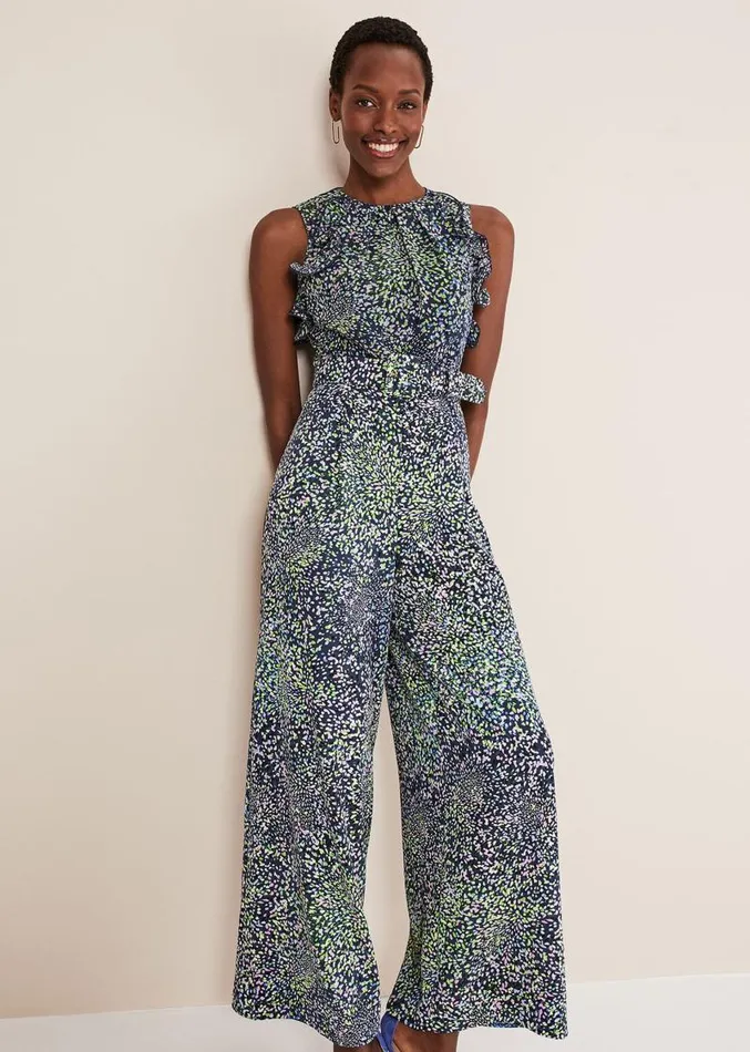 Maggie Ditsy Ruffle Jumpsuit Navymulti Women Phase Eight Dresses