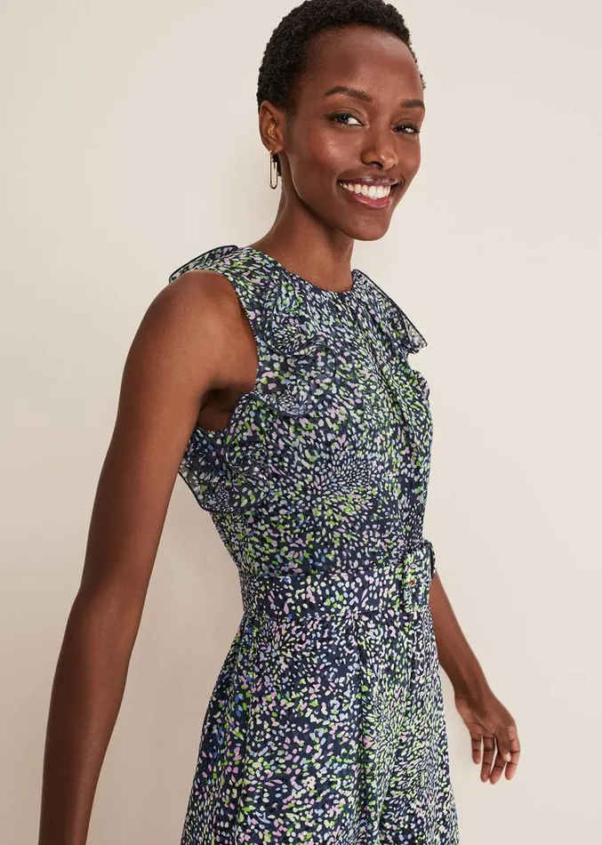 Maggie Ditsy Ruffle Jumpsuit Navymulti Women Phase Eight Dresses