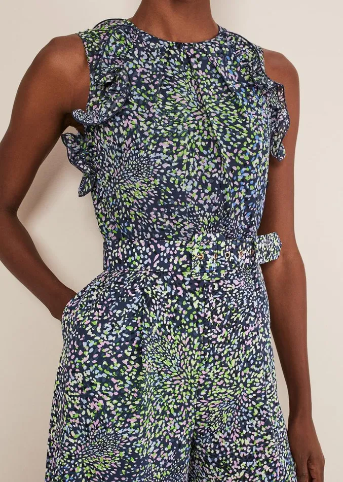 Maggie Ditsy Ruffle Jumpsuit Navymulti Women Phase Eight Dresses