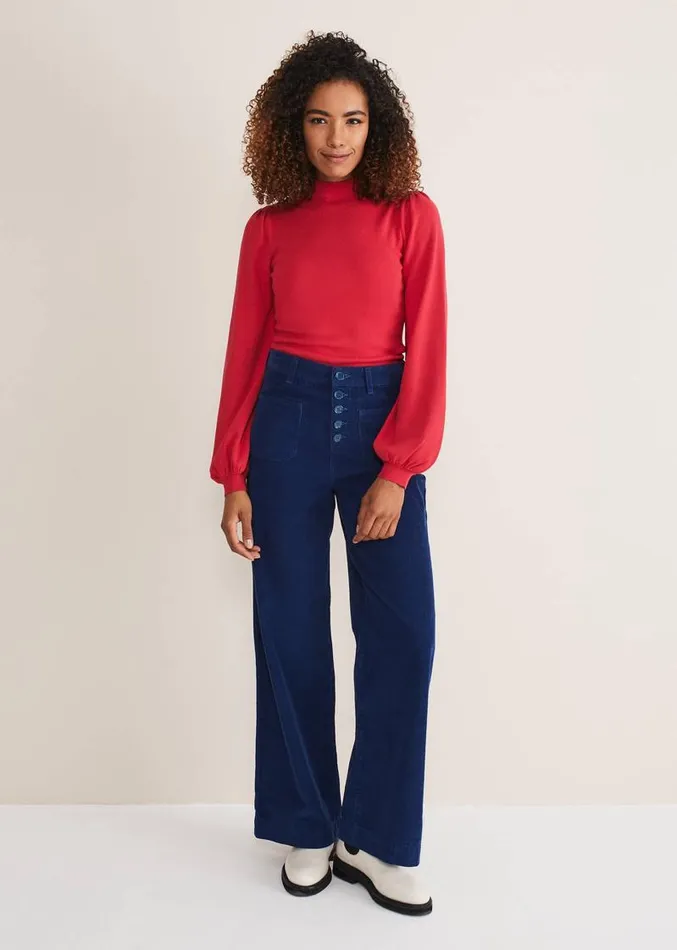Magsie Corduroy Wide Leg Jeans Blue Women Phase Eight Trousers
