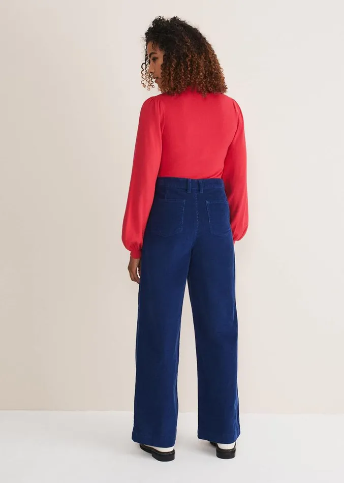 Magsie Corduroy Wide Leg Jeans Blue Women Phase Eight Trousers